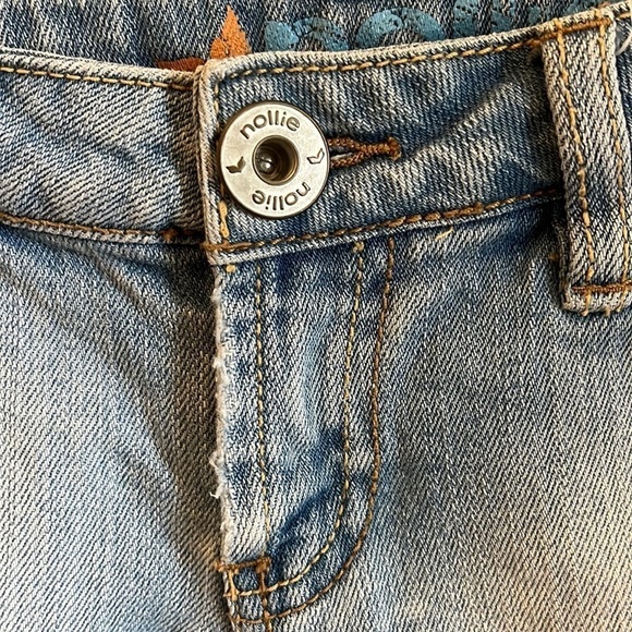 Nollie Denim Shorts Cuffs Light Rinse Roll Tab Size 1 Juniors Vintage Retro Blue - Picture 2 of 8